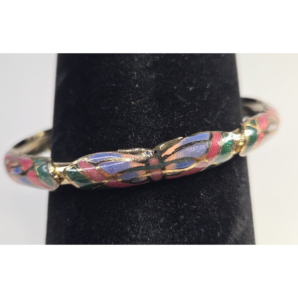 Cloisonne Butterfly Bangle Bracelet
